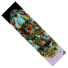 The Creature Riot1394 Hallucination Grip Tape (9in x 33in) by Graphic Mob showcases a surreal, monstrous creature with crab claws, horns, and fangs in a comic style, plus bold green “CREATURE” lettering to make your board stand out.