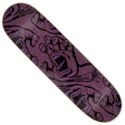 The Crowded Hand 8.5in x 32.2in Santa Cruz Deck features a durable North American Maple construction and showcases a vivid purple background with Santa Cruz’s signature bold, black-outlined graphics of screaming, open-mouthed hands reaching outward, repeated across the deck.