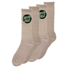 Two pairs of tan and black men's Santa Cruz crew socks (size 9-11) with circular logos on the sides—an essential for any skate apparel collection.