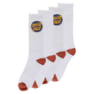 Two pairs of white men’s Santa Cruz crew socks (size 9-11) with blue details and logo—Cruz 2-Pack Crew Socks, perfect for skateboarding or everyday wear.
