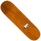 The Daan Dutch Belted 8.28 Anti Hero Skateboards Deck features a natural wood grain finish, visible truck mounting holes, and a small black and white cow illustration near the center for a stylish yet functional ride.