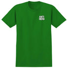 A classic Daan First First Kelly Green Multicolor Tee from Anti Hero Skateboards, featuring the words ANTI HERO printed in white on the upper left chest area.