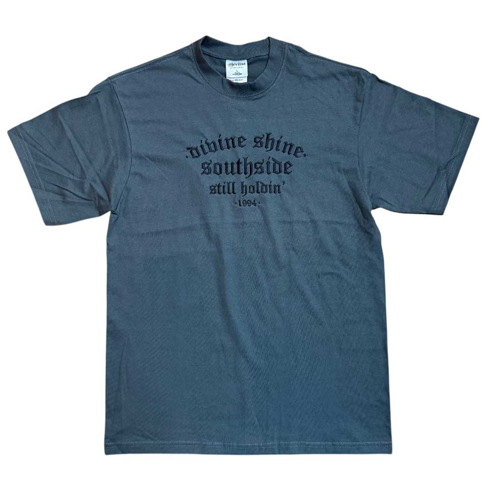 Dark Gray Divine Shine x Southside Still Holdin Max Heavyweight Tee Embroidered Southside Skatepark