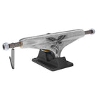 A set of two silver David Gravette Hollow Standard INDY 144 Stage 11 skateboard trucks, each featuring a black eagle graphic on the hanger and a black baseplate, isolated on a white background—these are Lightweight Independent trucks from the Gravette Pro Stage 11 Hollow series.
