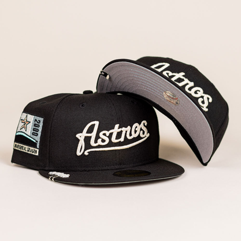 Diamond Cut Black Chrome Cable Stitch Houston Astros New Era Hat 5950 Fitted_