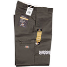A pair of Olive Green Southside Texas Icon Dickies Loose Fit Double Knee Pant 85283OG with tags, featuring the Dickies logo, Straight Leg design, and white embroidery near the pocket.