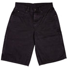 Dickies Skateboarding Canvas Carpenter Shorts Loose Fit A89G5BLK in black, featuring durable cotton fabric, front and back pockets, belt loops, and button-zipper closure, displayed flat on a white background.