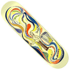 The Doobie Expressions 8.75x31.75 Cream Anti Hero Skateboards Deck showcases bold swirling lines, a drummer graphic, and "Doobie Expressions" with the Anti Hero name for a unique, eye-catching style.
