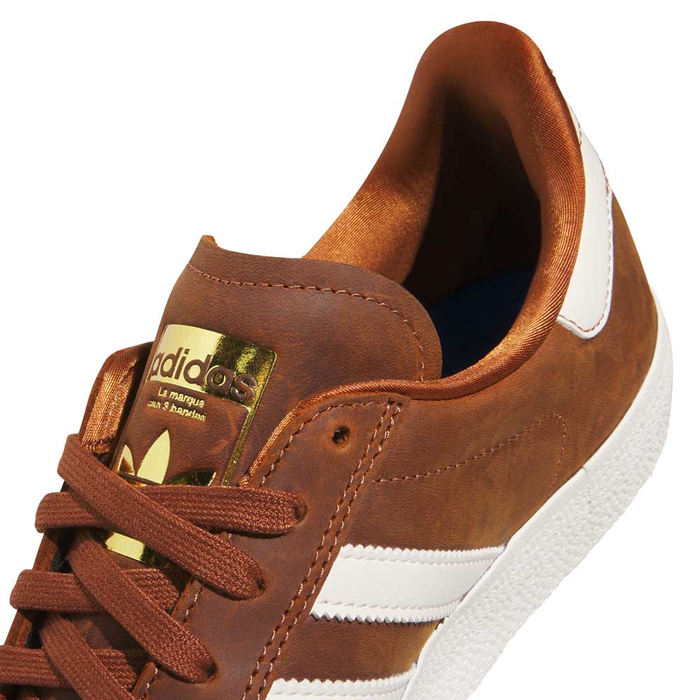 Brown White Gold Gazelle ADV HQ7547 Adidas Skateboarding Suede