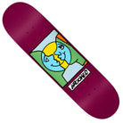 The Easyrider Moonsmile 8.25 Deck from Krooked Skateboards features a maroon background with abstract artwork of a blue and yellow face split down the middle and “KROOKED” displayed beneath—part of the standout Easyrider Moonsmile series.