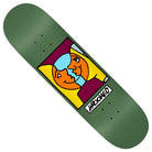 The Easyrider Moonsmile 8.38 Krooked Skateboards Deck showcases a vibrant green background with abstract artwork depicting two faces in blue and orange merging together, and "KROOKED" written beneath the design—part of the striking Easyrider Moonsmile Skateboard Deck series.