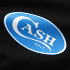 The Emblem Tee Black Cash Only T-Shirt COD150202 features a blue and white oval sign on black with "CASH" in bold and "ONLY" below, screenprinted on heavyweight cotton for comfort.