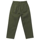 The Eternal Pant Olive Spitfire Wheels features a sturdy olive green fabric, straight-leg cut, two rear pockets, and belt loops. Seen from the back, it's ideal for pairing with your favorite Spitfire Wheels gear.