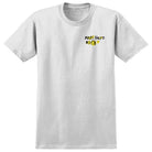The Expressions Bongo White Tee Anti Hero Skateboards T-Shirt features a premium "Anti Hero" print with three yellow smiley faces on light gray, offering a stylish upgrade for fans beyond the classic white tee.