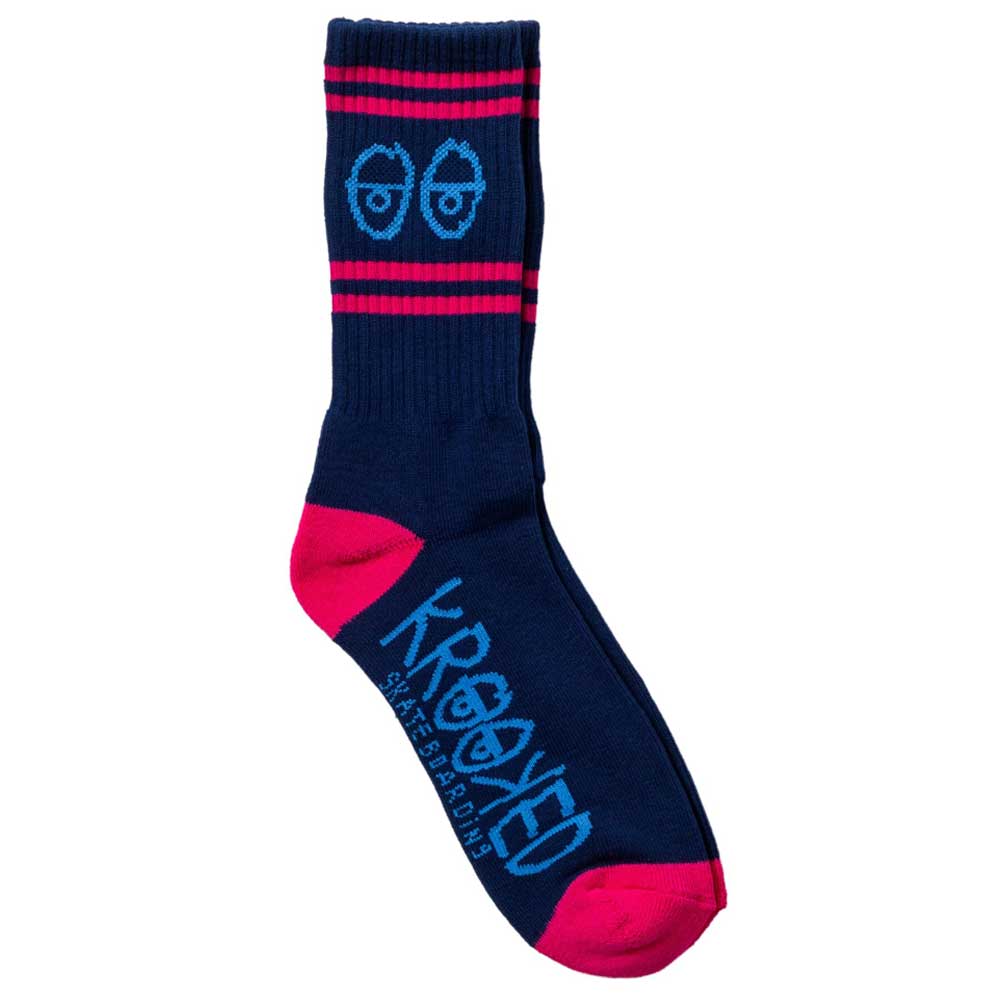 Eyes EMB Navy Magenta Krooked Socks