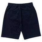 The Eyes Twill Short Light Navy by Krooked Skateboards is shown from the back, featuring two back welt pockets, belt loops, and a straight hem—ideal for Krooked Skateboards fans.