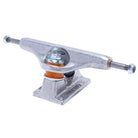 A FA x INDY 169 Hollow Polished Burnt Logo Stage 11 skateboard truck, featuring orange bushings, is shown from the front angle on a white background.