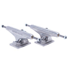 Two silver FA x INDY 169 Hollow Polished Burnt Logo Stage 11 skateboard trucks, each with an 8.8-inch axle width and visible kingpins and axles, are positioned side by side on a white background.