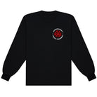 The FA x Indy Independent Hostage Black Longsleeve Tee features a small red and white Independent Truck Company logo with a cross graphic on the left chest—a signature detail from the standout FA x Indy collaboration.