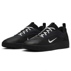 A pair of Nike SB Zoom Nyjah 4 skateboarding shoes (FQ1273002) in black and white, featuring a reinforced mesh upper and white swoosh logos, displayed from the front against a plain white background.
