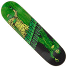 The Fiend Twin Mummy 8.2in x 32in Creature Skateboard Deck features mirrored green and yellow mummy graphics with bold green text on a splattered green and black background.