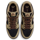 A pair of Filbert Light Chocolate Black Burgundy Ash Dunk Low Pro HQ1625201 Nike SB Skateboarding Shoes, shown from above with brown laces and tan tongue tags featuring the Nike SB logo, perfectly capturing the classic basketball sneaker style of the iconic Nike Dunk.