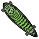The Flame Ringed Dot 9.2in x 33in Pintail Cruzer from Santa Cruz features a bold spiral design, central Santa Cruz logo, and sleek black Slime Balls wheels.