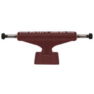 A Forged Hollow RTB FTR Burgundy Standard INDY 159 Stage 11 truck set, shown side-on to highlight the axle, kingpin, and baseplate with white hanger text—lightweight skateboard trucks engineered for top performance.