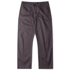 The Reynolds Work Pant Gunmetal Former is a pair of straight-leg, dark gray cotton twill pants featuring side pockets and a button closure, shown laid flat on a white background.