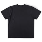 The Crux Overdye Former Tee in Washed Black is a short-sleeve T-shirt displayed from the back, laid flat on a white background. Made from premium 200GSM cotton, this vintage-inspired tee ensures both durability and comfort.
