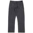 Back view of the Crux Denim Pant Washed Black Former, crafted from 100% cotton denim in a classic washed black shade with two rear pockets and a straight fit silhouette, laid flat on a white background.
