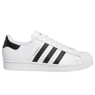 The GW6930 White Black Superstar ADV Adidas Skateboarding Leather Shoes feature a white upper with black stripes, a white rubber shell toe, and black heel tab—classic skate style showcased in side profile on a clean white background.