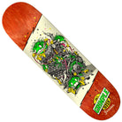 The Gerwer Grimple Revs 8.28x31.7 Anti Hero Skateboards Deck features an orange wood finish and a graphic of green monsters tangled in mechanical parts, with GRIMPLE STIX, Gerwer Grimple Revs, and Farrar logos displayed on the bottom right corner.