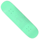Gino Ianucci Embossed Photo 8 FA Skateboard Deck in teal, showcasing an engraved outline of a person wearing a jacket with stylized text beneath the portrait inspired by Gino Ianucci.