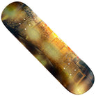 The Gold Room Deck 8 Violet Skateboards Deck, designed by Steven Strong, features an abstract golden and brown rectangle pattern for a museum-inspired, artistic look.