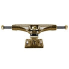Goldline Hollow Lights Thunder 147 Trucks in gold-and-black speckled finish with a central kingpin and a baseplate featuring a logo and text.