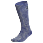 The Gonz Art Sock KS6804 by Adidas Skateboarding is a single blue and white mottled knee-high sock with a small embroidered dinosaur near the top, displayed upright against a white background.