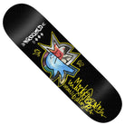 The Gonz Sig 8.5 Krooked Skateboards Deck showcases a black base with a striking cartoon graphic: a blue character pointing, accented by a red nose and bold yellow scribble-style text and designs. The top features the word “KROOKED” in white, highlighting Krooked Skateboards’ signature style. With an 8.5-inch width and high-quality construction, this deck delivers standout visuals for any skate setup.