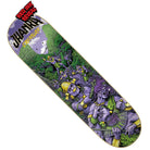 The Gonzalez Warriors VX Deck 8.375in x 32in by Creature features comic-style art of Gonzalez Warriors in purple and gold armor battling in a green jungle, “JUANXX” and “CREATURE” at the top, plus a red “REAL INK RENEWAL” sticker on the nose.