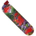 The Gonzalez Warriors VX Deck 8.375in x 32in Creature Skateboard Deck showcases a vibrant cartoon jungle scene with warriors and animals, accented by bold red paint streaks and a Red Ink Reveal label at the top left.