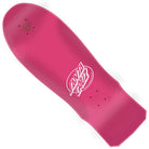 The Grabke Exploding Clock Reissue 10.04in x 29.83in Santa Cruz Deck features a pink, retro 80’s skateboard deck shape with a rounded nose and squared tail. The bottom displays the white Santa Cruz Skateboards logo near the center, and the deck comes with multiple truck mounting holes.