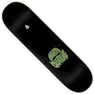 Black Gravette Hippie Skull IV Pro 8.3in x 32.2in Creature Deck featuring a green, graffiti-style CREATURE logo in the center and a small white flame graphic near the tail. This pro deck is otherwise plain, making it ideal for fans of Creature’s Hippie Skull aesthetics.