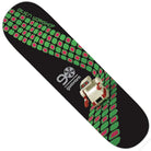 The Guevara AI Nocturne 8.5 Alien Workshop Skateboard Deck Full Dip features a black 8.5″ deck with a bold green and red square pattern, a white robot graphic, and the text “ALIEN WORKSHOP” along with “90 GUAVARA” on its surface. This model stands out for both its unique Sect-inspired style and reliable skateboard specs.