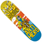 The Gus Gordon 8.5x32.25 Full SE Anti Hero Skateboards Deck showcases a cartoon pigeon in a yellow raincoat steering a ship’s wheel, accompanied by seagulls overhead and bold Gus Gordon and Anti Hero lettering. Measuring 8.5x32.25 inches, this deck combines eye-catching style with excellent functionality for your next ride.