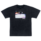 The Guy 1990 Tee Black by April Skateboards is a heavyweight, garment-dyed 100% cotton t-shirt featuring a rectangular skateboarder graphic with "APRIL" in white text below for style and comfort.