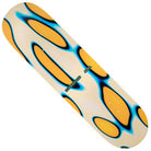 The Guy Mariano 8.25 Cells April Skateboards Deck features a cream background with bold yellow abstract shapes outlined in blue, plus small CITY BRAND and APRIL text on the deck.
