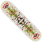 The Guy Mariano 8.25 Complex April Skateboards Deck is a premium maple popsicle skateboard featuring symmetrical, abstract floral art in vivid pink, green, red, and purple on white—ideal for street and park skating.