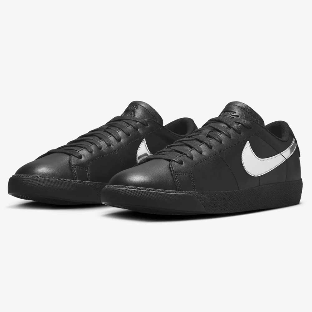nike sb blazer all black white swoosh