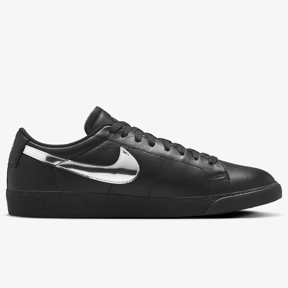 HJ6703001 Black White Silver Blazer Low Dancer Nike SB Leather Skateboarding Shoes