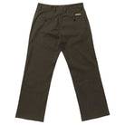 Hecho Por Skate Pant Anti Hero Skateboards in Dark Olive—olive green straight-leg pants with two buttoned back pockets and a patch label above the right pocket, ideal for skateboarding or limited events like Skateshop Day.